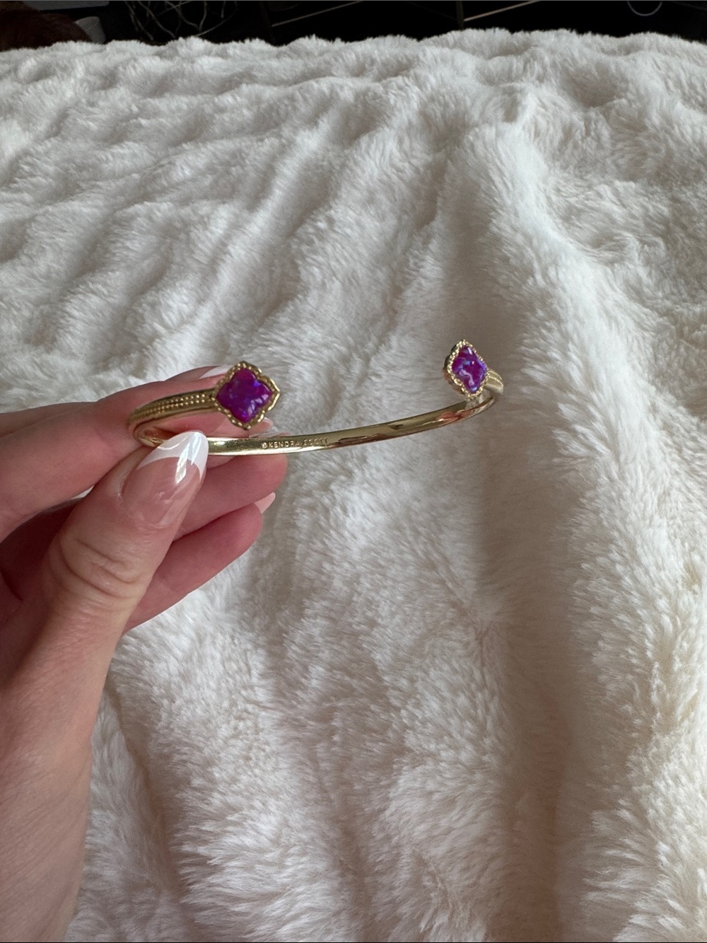 Kendra Scott Gold Open Cuff Bracelet with Purple Stones